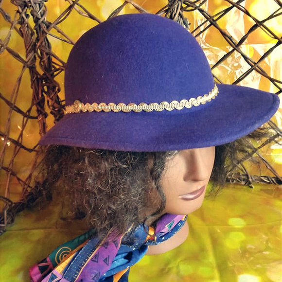 purple boater hat